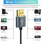 Twozoh Flexible & Mince HDMI câble paquet de 2 0.3M, Ultra Mince HDMI Le cordon supporte la vitesse élevée 4K@60Hz 18gbps 2160P/1080P