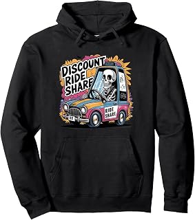 Funny Cool Skeleton Discount Ride Share Cubism Abstract Pullover Hoodie