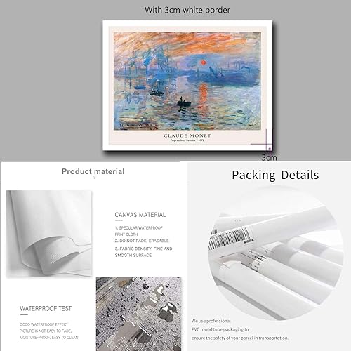 Miniatura 6 de Póster e impresiones al óleo sobre lienzo, impresión de pintura famosa de Claude Monet, impresión de salida del sol, impresión de arte de pared de