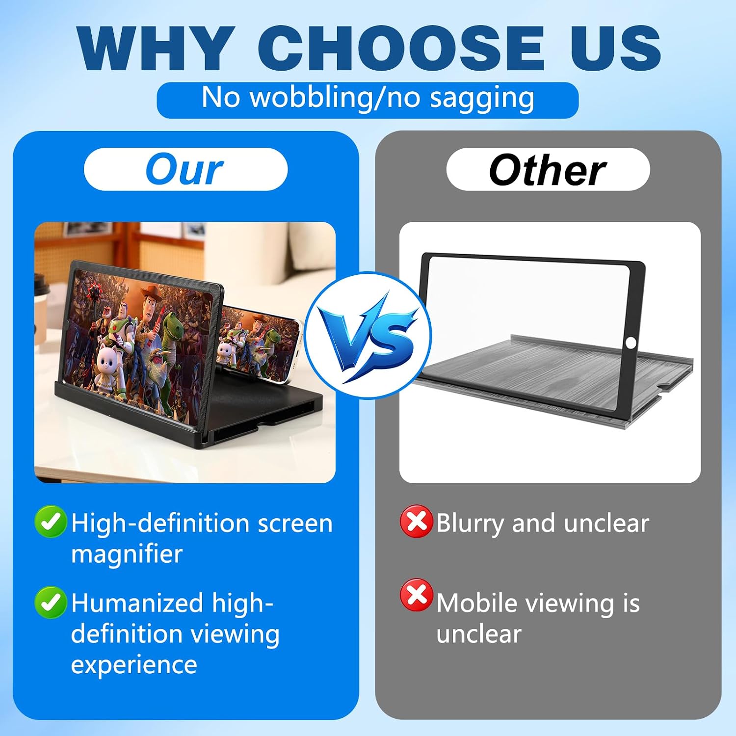 Screen Magnifier for Cell Phone, 3D HD Screen Magnifier Projector Screen Enlarger for Movies, Videos, and Gaming, Foldable Phone Stand with Screen Amplifier, Portable with All Smartphones (12-Inch)