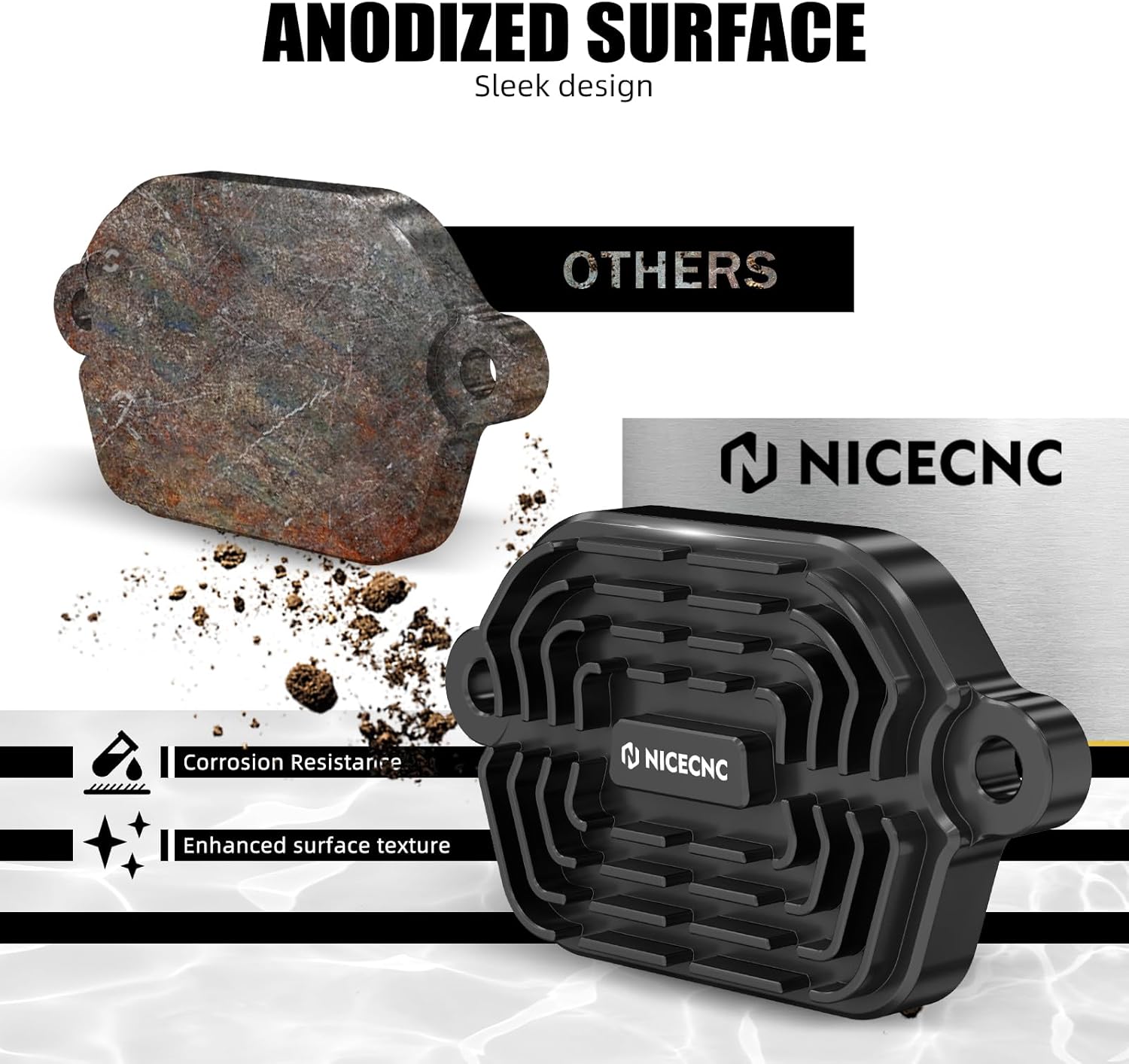 NICECNC Finned Aluminium Valve Covers Compatible with Suzuki DR650S 1996-2024, Compatible with Suzuki DR650SE 1996-2024, Black