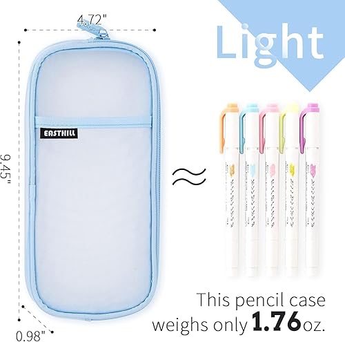 Vista 4 de EASTHILL - Estuche para lápices de malla con cremallera. Transparente para uso como bolsa de maquillaje, de cosméticos o multiusos, para la escuela