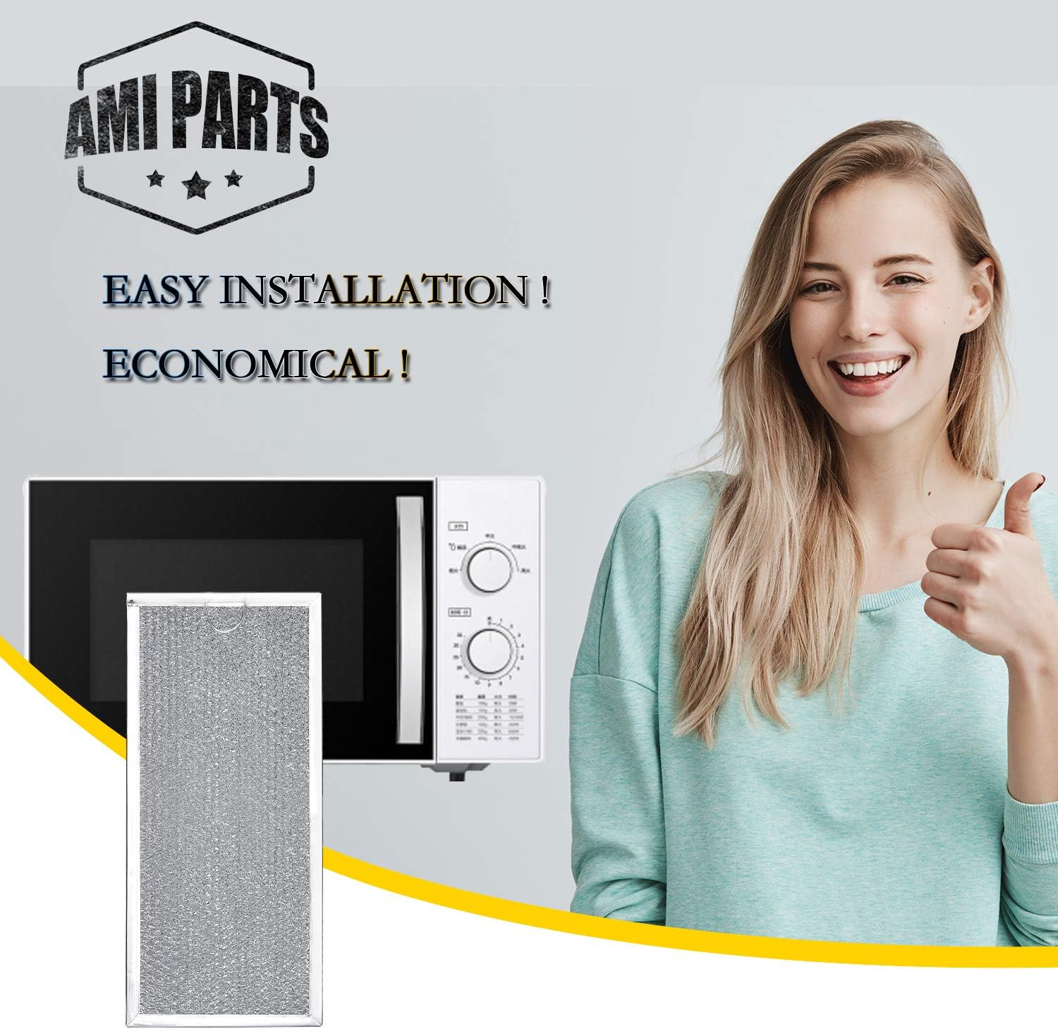 AMI PARTS WB06X10288 Filter Microwave Oven Grease Filter Compatible with GE Stove Replacement Parts by AMI - Replaces 910437 AP3417082 WB6X10288-4 Packs: Home Improvement