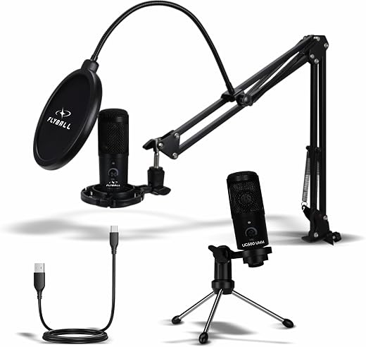 FLYBALL USB Condenser Microphone Kit,192kHz/24Bit Type-C Studio Recording Mic for Podcast, YouTube, Gaming, Singing &amp; Stre...