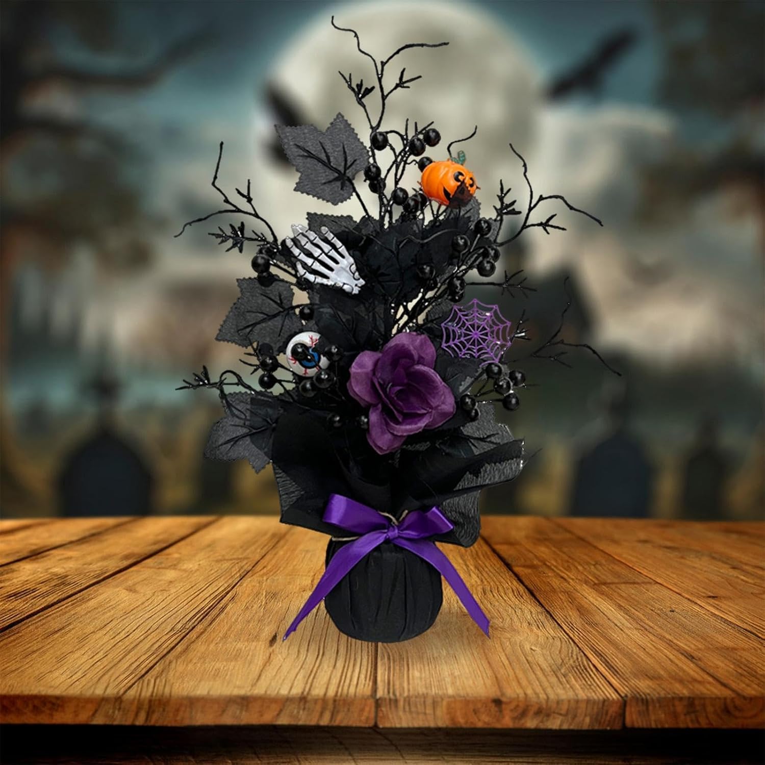 XLWLLNJ 人工ツリー、パーティー用の恐ろしいカボチャの頭蓋骨