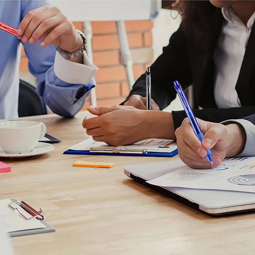 Miniatura 9 de 16 bolígrafos retráctiles de gel de punta fina (0.020 in) para escritura suave (tinta negra, roja y azul) para mujeres y hombres, diario,