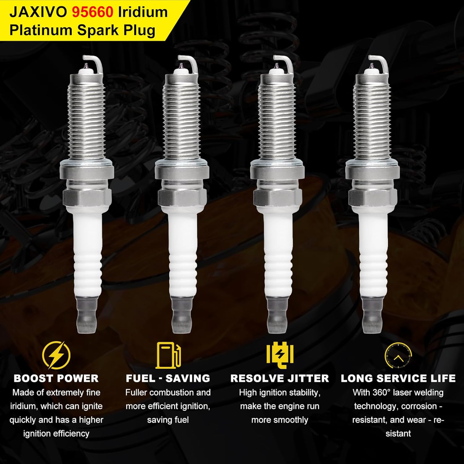 Set of 4 Ignition Coil Pack UF781 4pcs & 4PCS Iridium Spark Plug 95660 Compatible with Honda Civic CR-V EX EX-L LX Si L4 1.5L 2016 2017 2018 2019 2020 2021 2022 Coil for 3052059B013 CM11124A