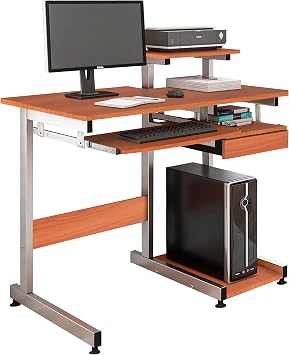 Techni Mobili 38W Desk with Printer/Keyboard Tray & CPU Platform, Cherry