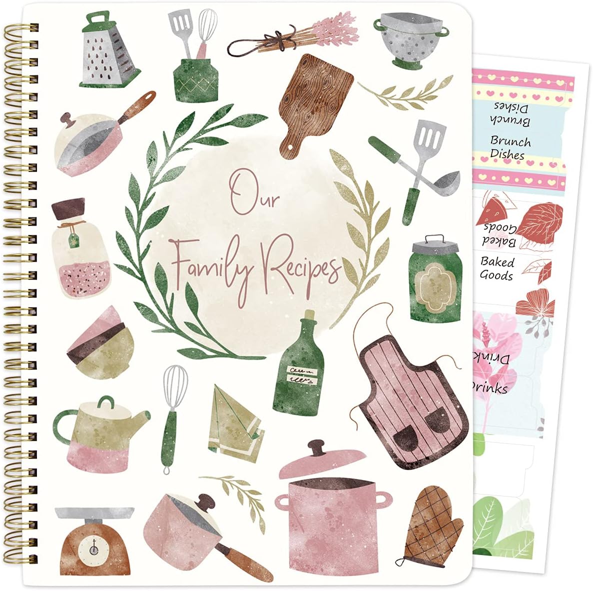 ceiba tree Recipe Book to Write in Your Own Recipes Family Blank Cookbook with Tabs Stickers 8.5 x 11 inch Gift Ideas for Wife Mom Women