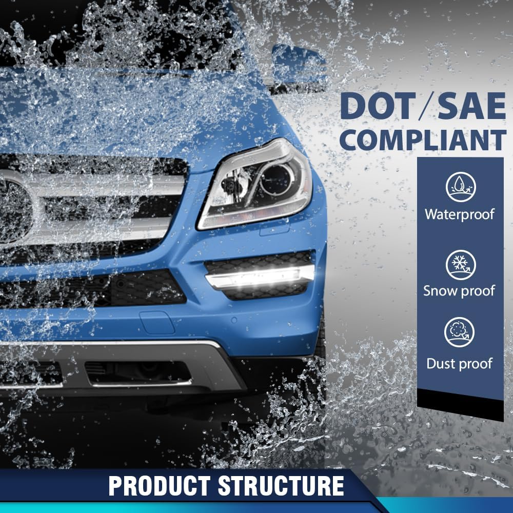 PIT66 Daytime Running Light Left Driver Side Compatible with Benz GL-Class X164 GL320 GL350 GL450 GL550 ML63 X166 2007-2013 1649060351 Clear Lens