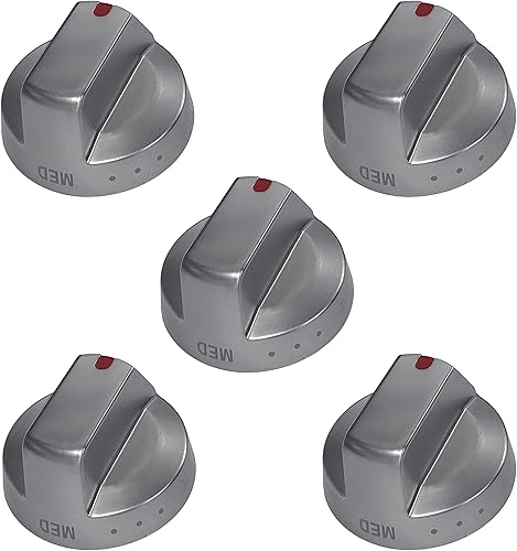 MOCIFI DG64-00473B Paquete de 5 perillas de estufa negras de acero inoxidable compatible con perilla de control de rango de gas Samsung NX58M6850SG,