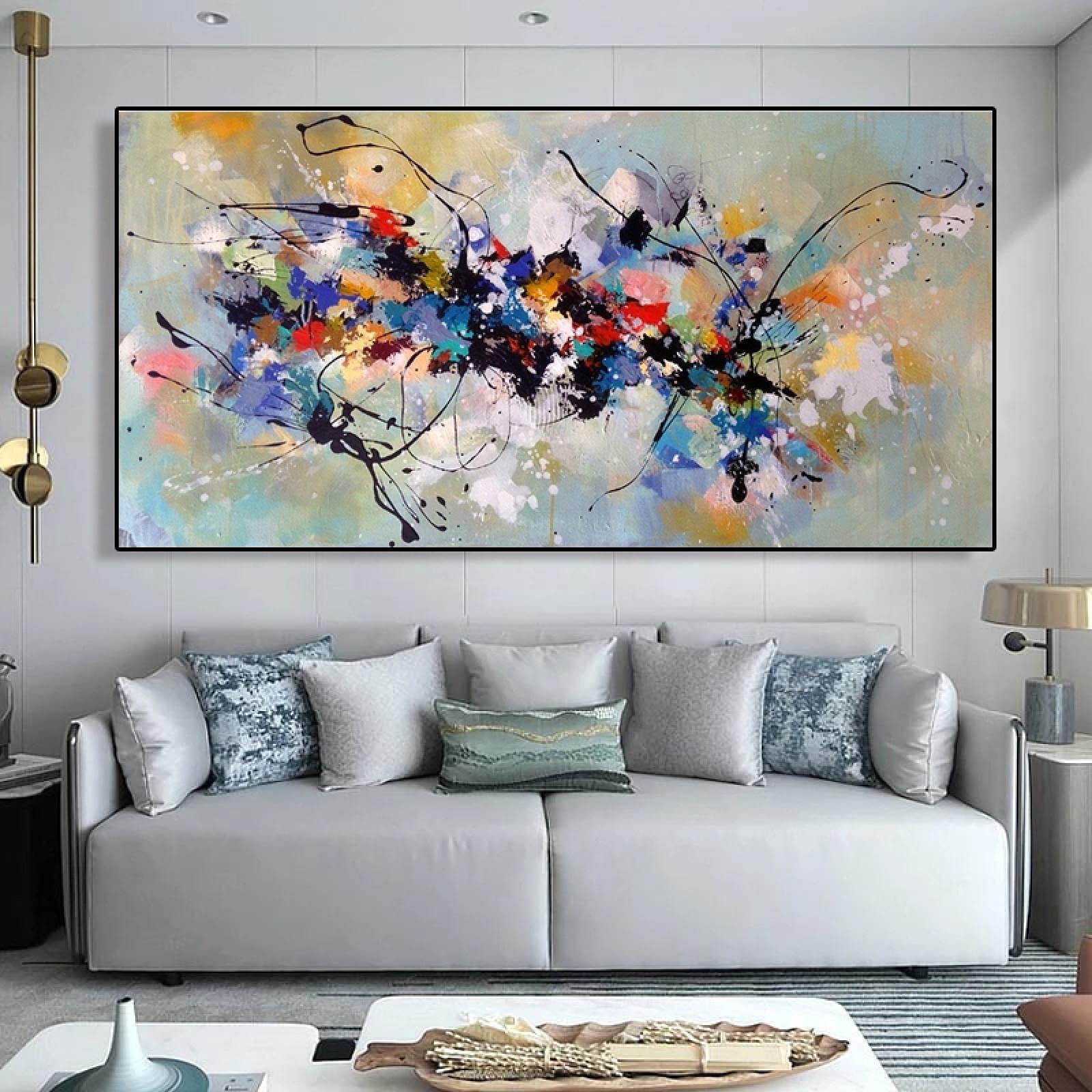 Amazon.co.jp: 現代抽象芸術キャンバス絵画カラフルなプリントポスター