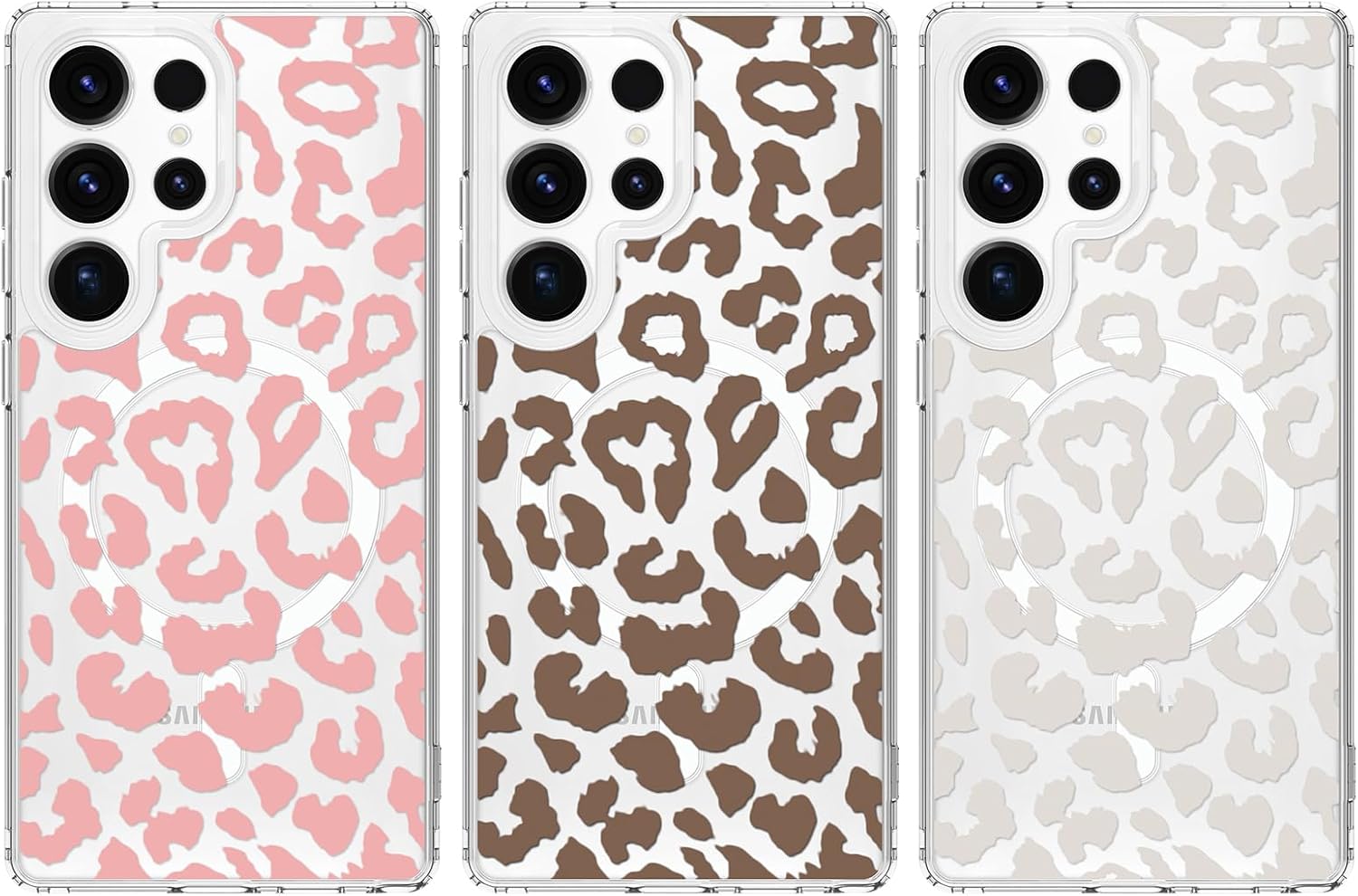 AIGOMARA Magnetic for Samsung Galaxy S25 Ultra Case [Compatible with MagSafe] [with Camera and Screen Protector] Grey Leopard Pattern Clear Slim Phone Cover for Women Men - Image 6