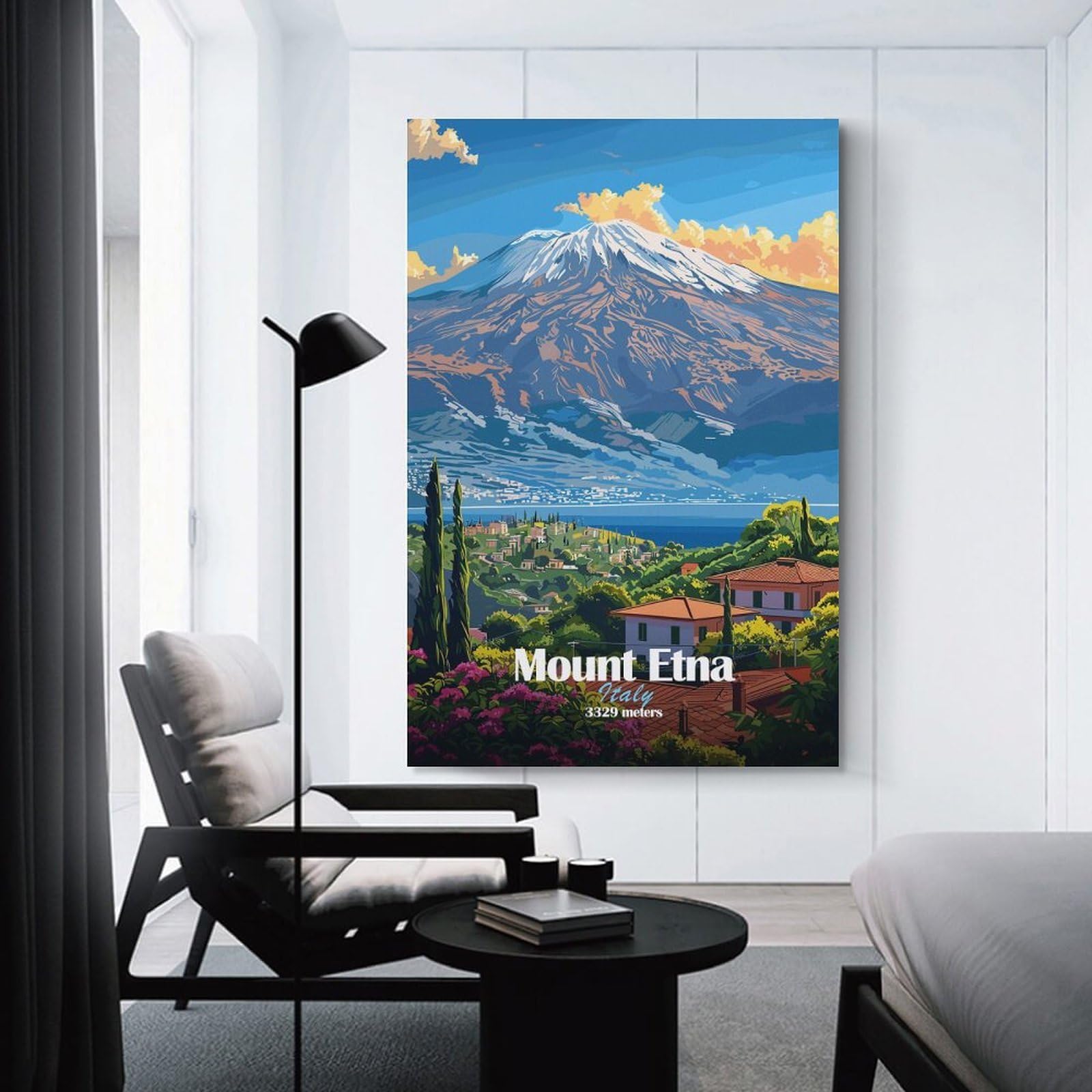 Junmoney Mount Etna, Italy Canvas Art Print 20x30inch(50x75cm), for Feature Walls in Flats Or Modern Rooms, Ideal for Building A Coordinated Art Wall