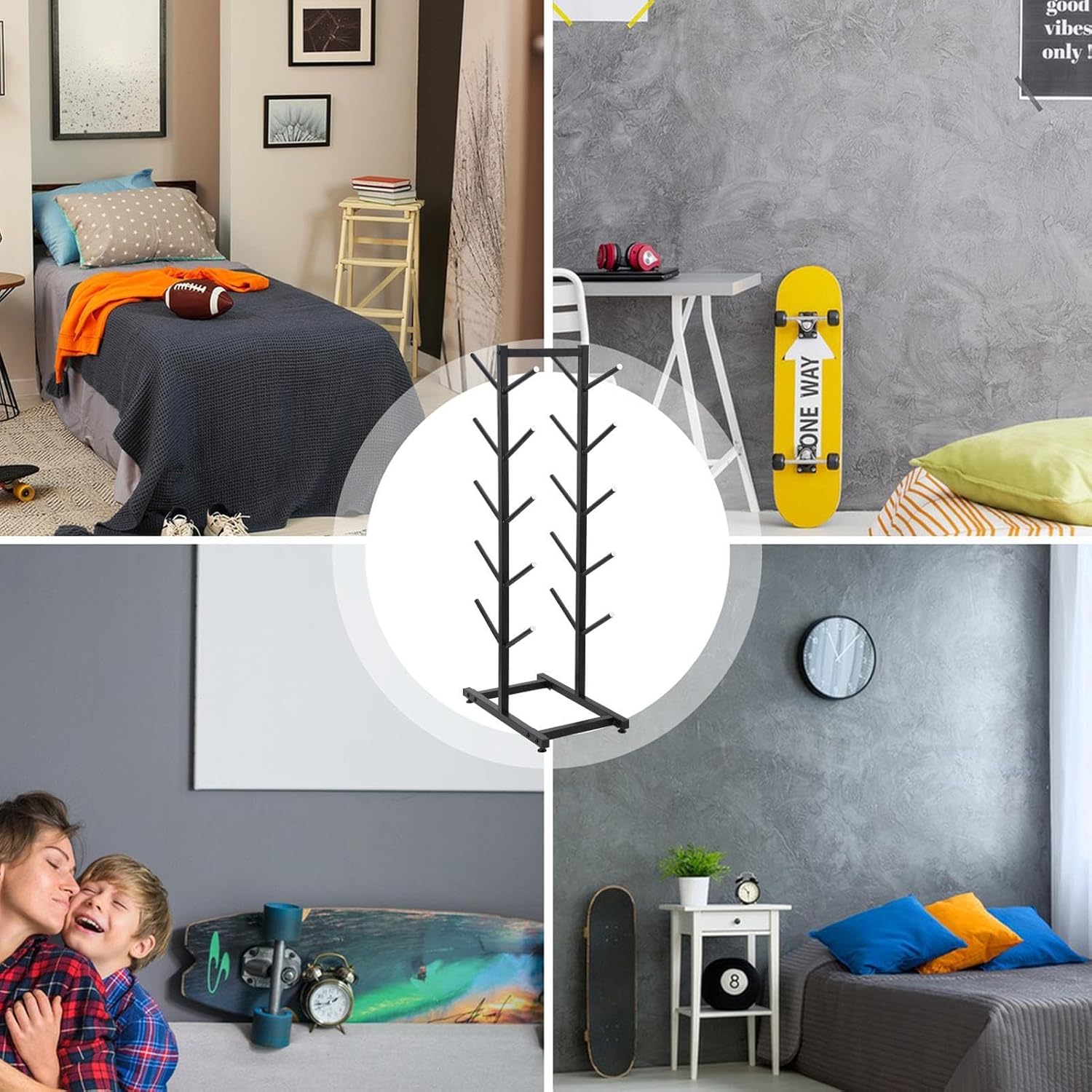 Home Gym Organize Holder 5-Tiers Snowboard Display Rack, Metal Snowboard Storage Rack Stand for Skis/Skateboards/Scooter, Floor Display Stand for Garage/Shop