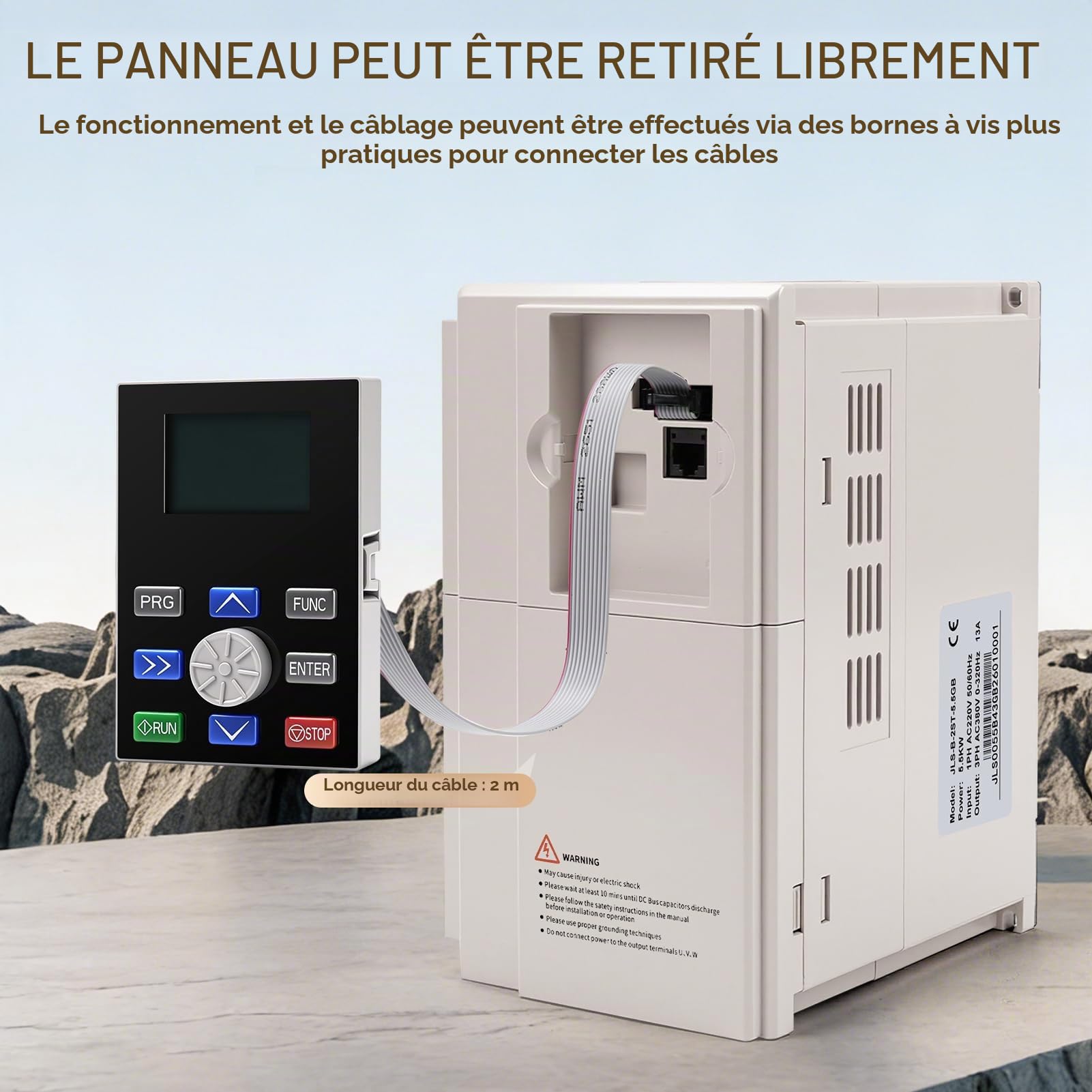 Variateur de Frequence 220v à 380v 5.5kW, VFD Professionnel Entrée Monophasée 220v Sortie Triphasée 380v Entraînement à Fréquence Variable Convertisseur de Fréquence CNC pour Ventilateurs,Pompes à eau