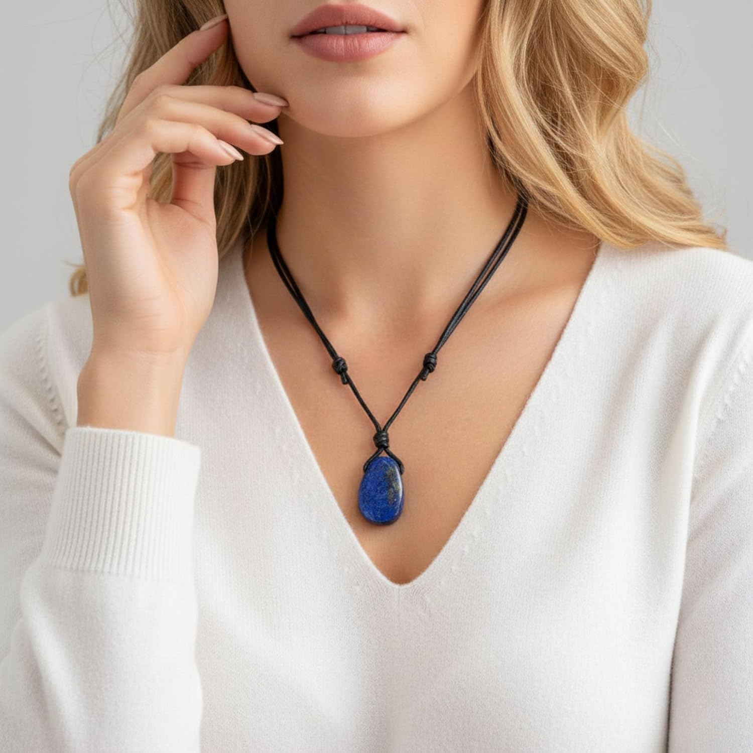 Lapis Lazuli Chakra Adjustable Necklace - Enhance Energy, Find Emotional Balance, and Elevate Your Look. Perfect Men's and Women's Gift. Handcrafted with Natural Stone - Image 4