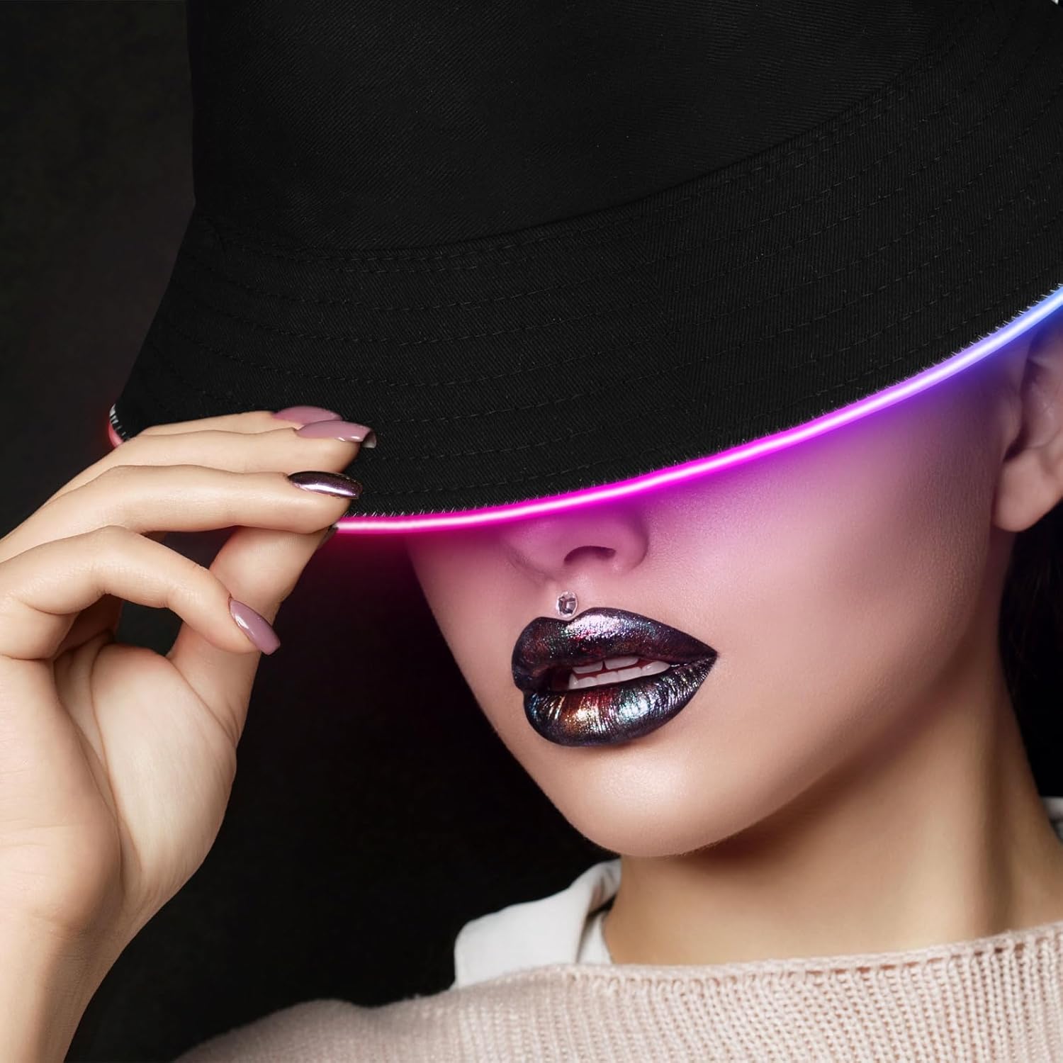 Chuarry 2 Pcs LED Light up Bucket Hat Set Light up Bucket Hat LED Cap for Men and Women Unisex (Black, Neon) - Image 5