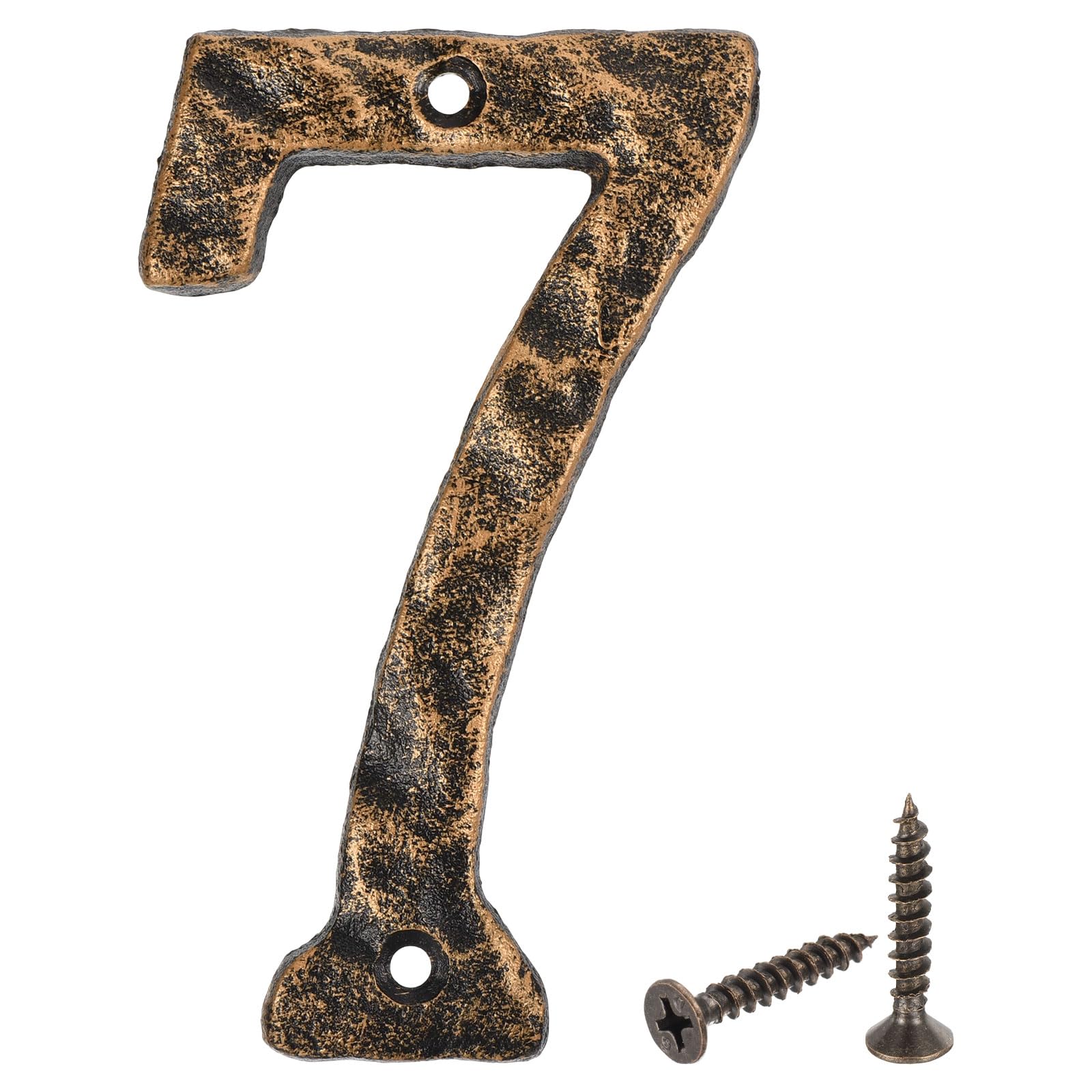 sourcing map House Address Number, 5.5 Inch Cast Iron Vintage Wall Number 7 Outside Numbers for Home Street Office Mailbox Sign, Black & Gold
