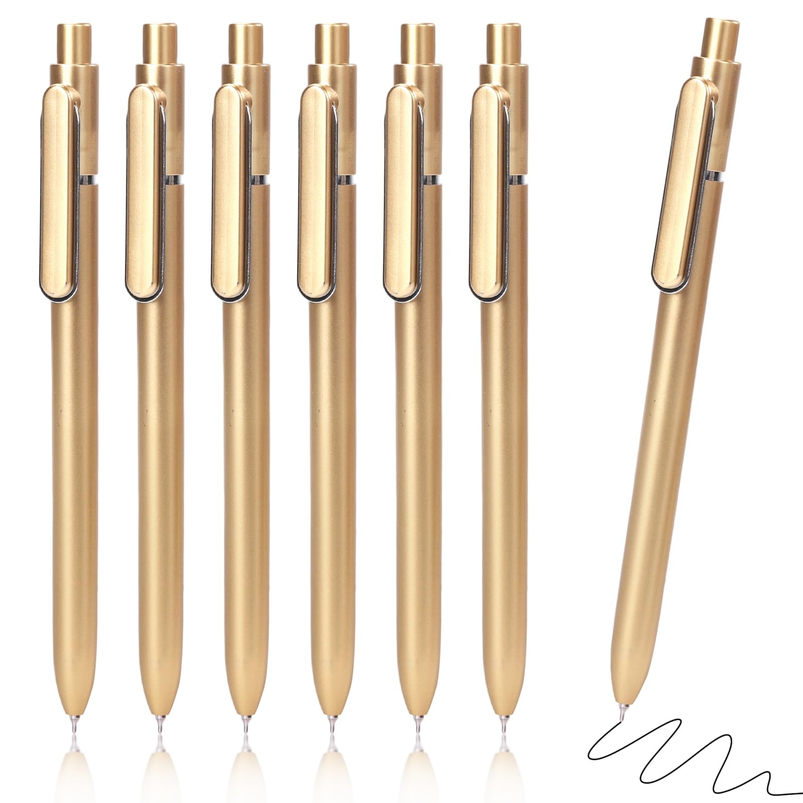 Paquete de 12 bolígrafos retráctiles, bolígrafos de tinta negra de 0.5 mm, bolígrafos dorados de metal para una escritura suave, suministros escolares de oficina con clip de bolsillo, caja