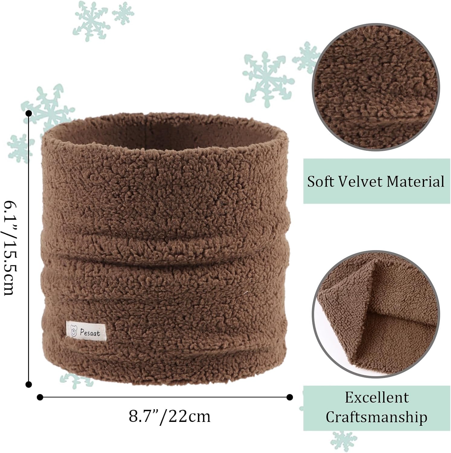 Zsedrut Fleece Warm Kids Scarf Thick Velvet Boys Girls Round Scarves Toddler Kids Winter Neck Warmer - Image 2