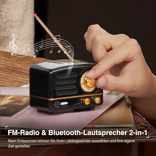 Miniatura 3 de Muzen - Altavoz Bluetooth OTR, portátil, inalámbrico, vintage, con sonido nítido, altavoces Bluetooth con radio FM, para el hogar, oficina y