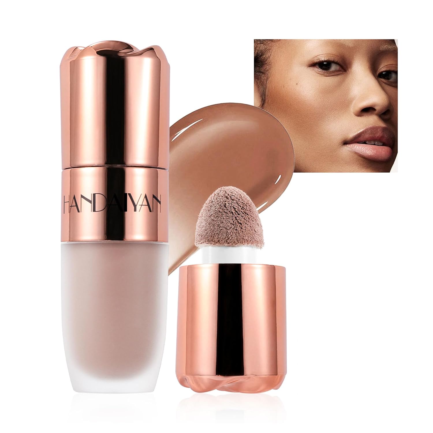 Liquid Glitter Highlighter, Cream Contour Stick Makeup Highlighter Rose Contouring Stick for Face & Body, Glow Long-Lasting Waterproof Multi-Use Highlight & Contour Beauty Wand for Women(#06)