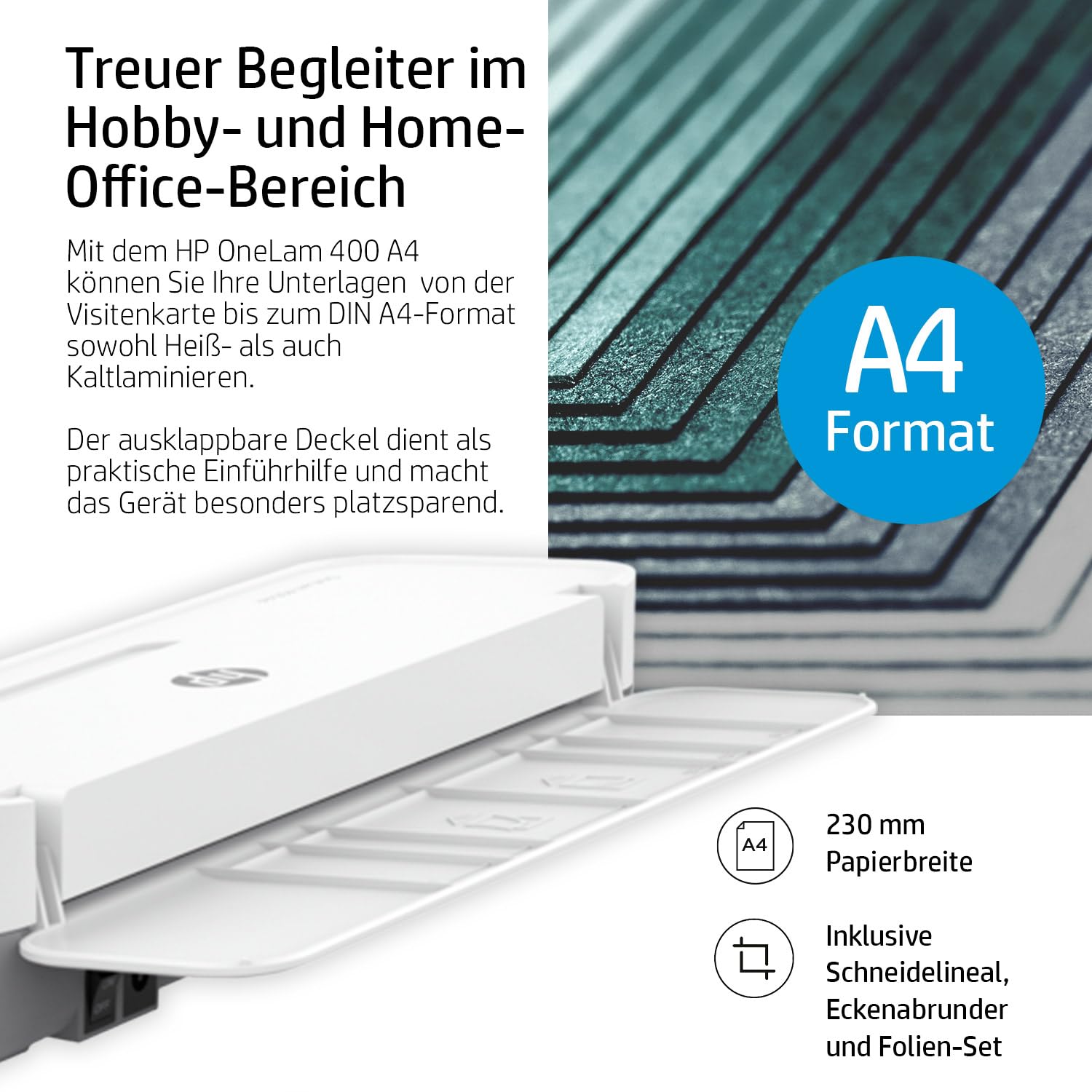 HP OneLam 400 A4, Laminiergerät, 75/80-125 Micron, inklusive Zubehör, 3160