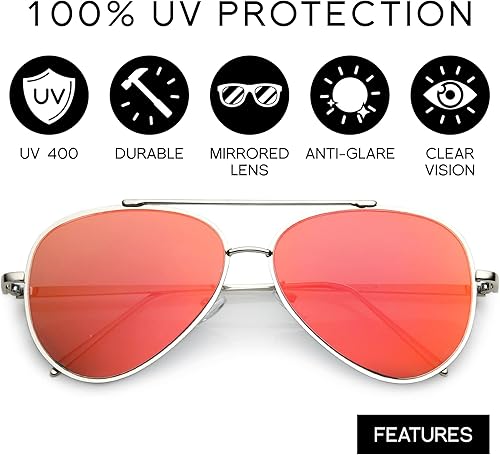 Miniatura 2 de zeroUV Gafas de sol de aviador de gran tamaño con espejo para mujer con lente de espejo plano de 2.283 in