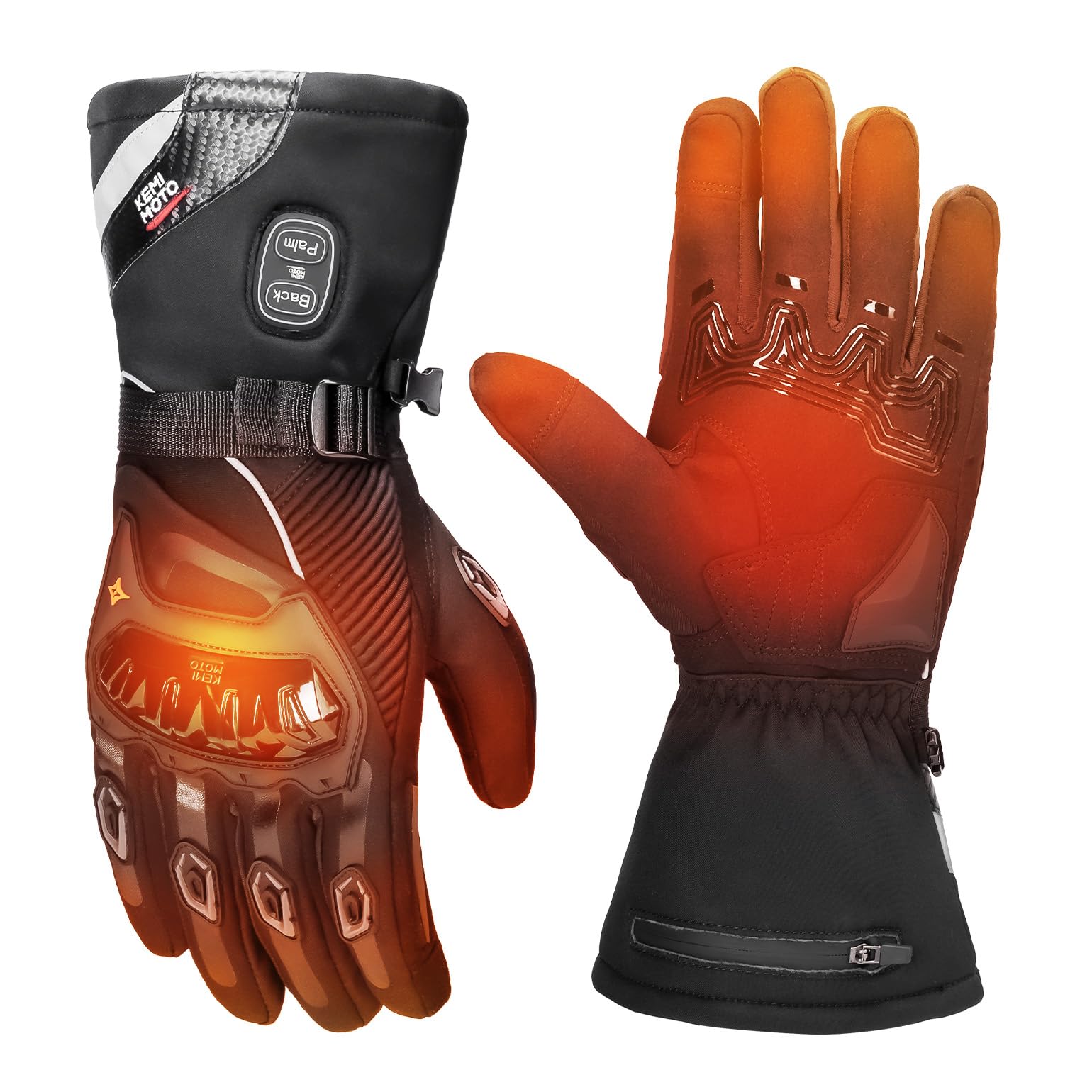 KEMIMOTO Guanti Riscaldati Moto Uomo, Ricaricabili Guanti Invernali Impermeabili Touch Screen con 3000 mAh Batterie, Adatti da -20°C a -5°C, Ideali per Motociclismo e Ciclismo
