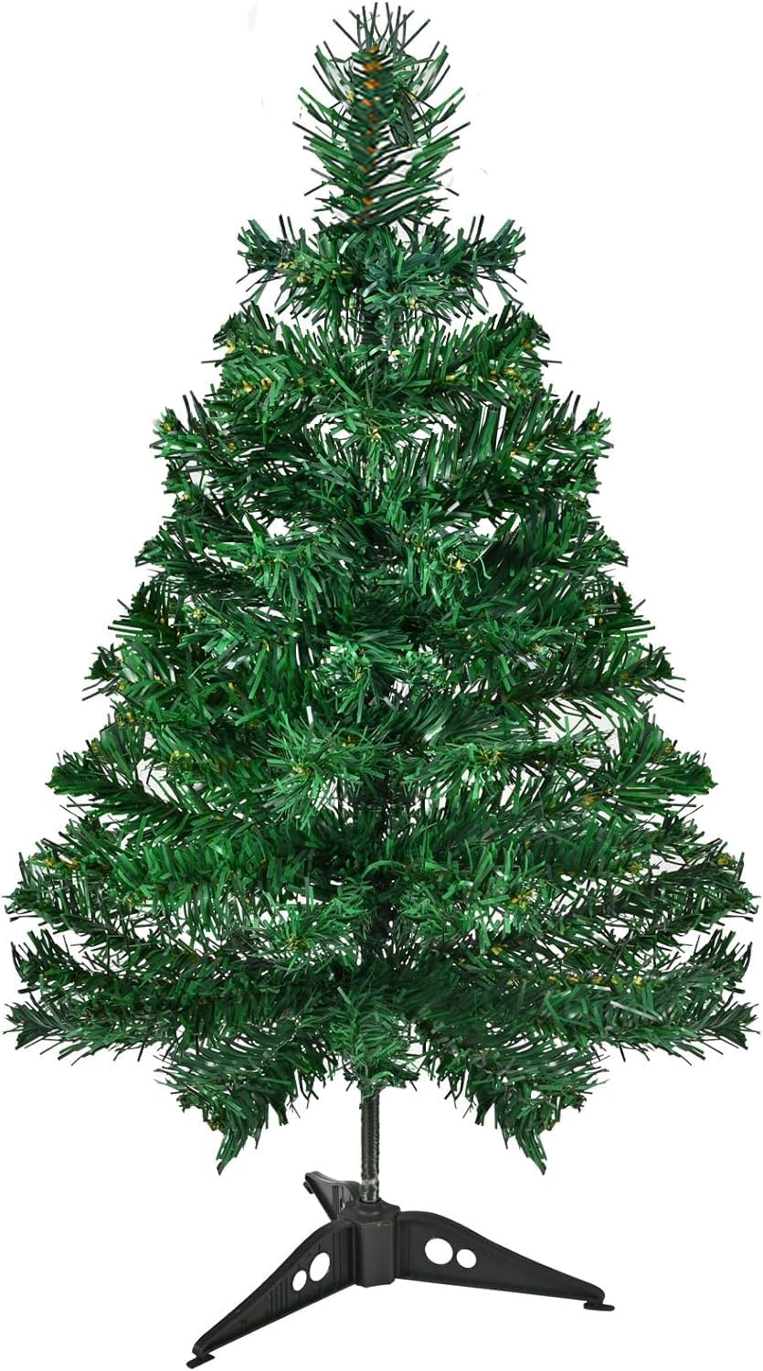 Small Christmas Tree, 60cm Artificial Desk Christmas Tree with 60 Tips, Little Xmas Tree with