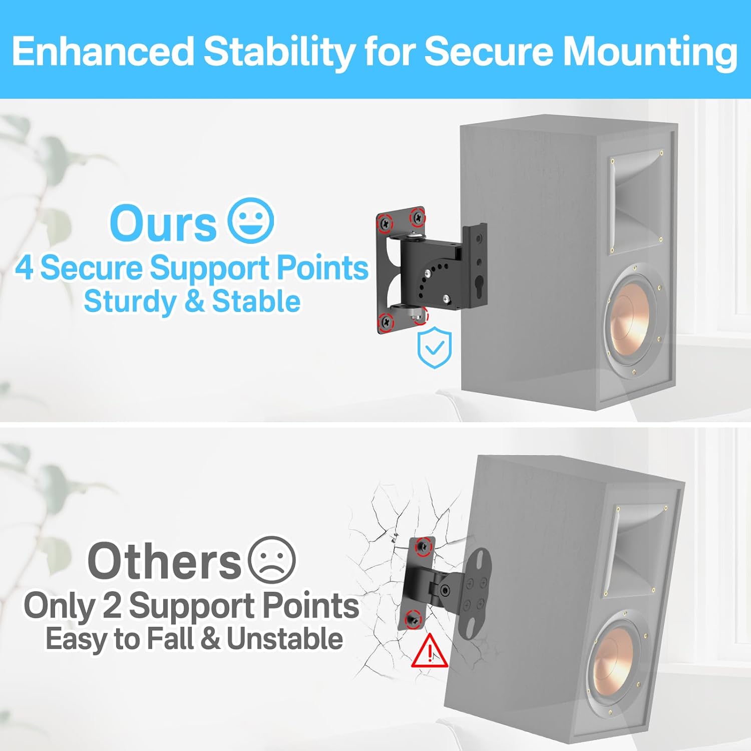 Metal Universal Speaker Wall Mount for Surround Sound Speaker Mounts - Swivel & Tilt Adjustable Wall Mounts for LG, Samsung, Vizio, Roku, Sony Speakers Mounting Bracket Hold up to 30lbs, 2 Pack