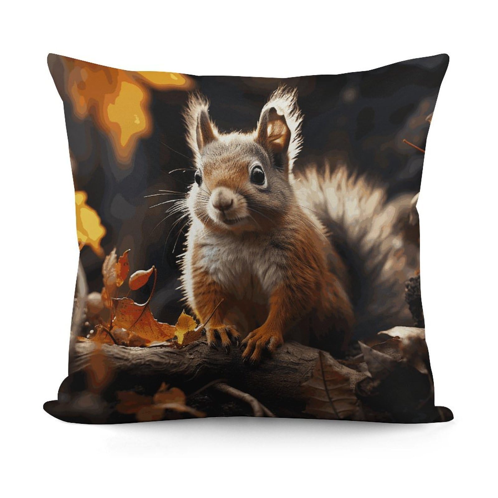 Adfgyerh Style Squirrel In The Woods Decorative Pillow Covers, Throw Pillow Covers Soft For All Seasons, Pillowcases For Couch Living Room Sofa Bedroom 18X18 Inch