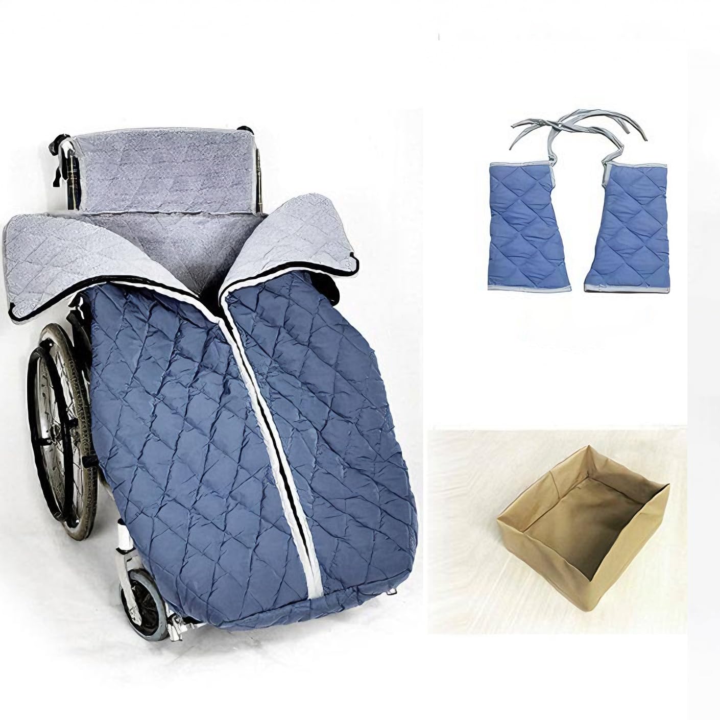 Funda para silla de ruedas para adultos, resistente al viento, manta de invierno para silla de ruedas, con fundas para zapatos y guantes, funda acogedora con forro polar con cremallera, para pacientes