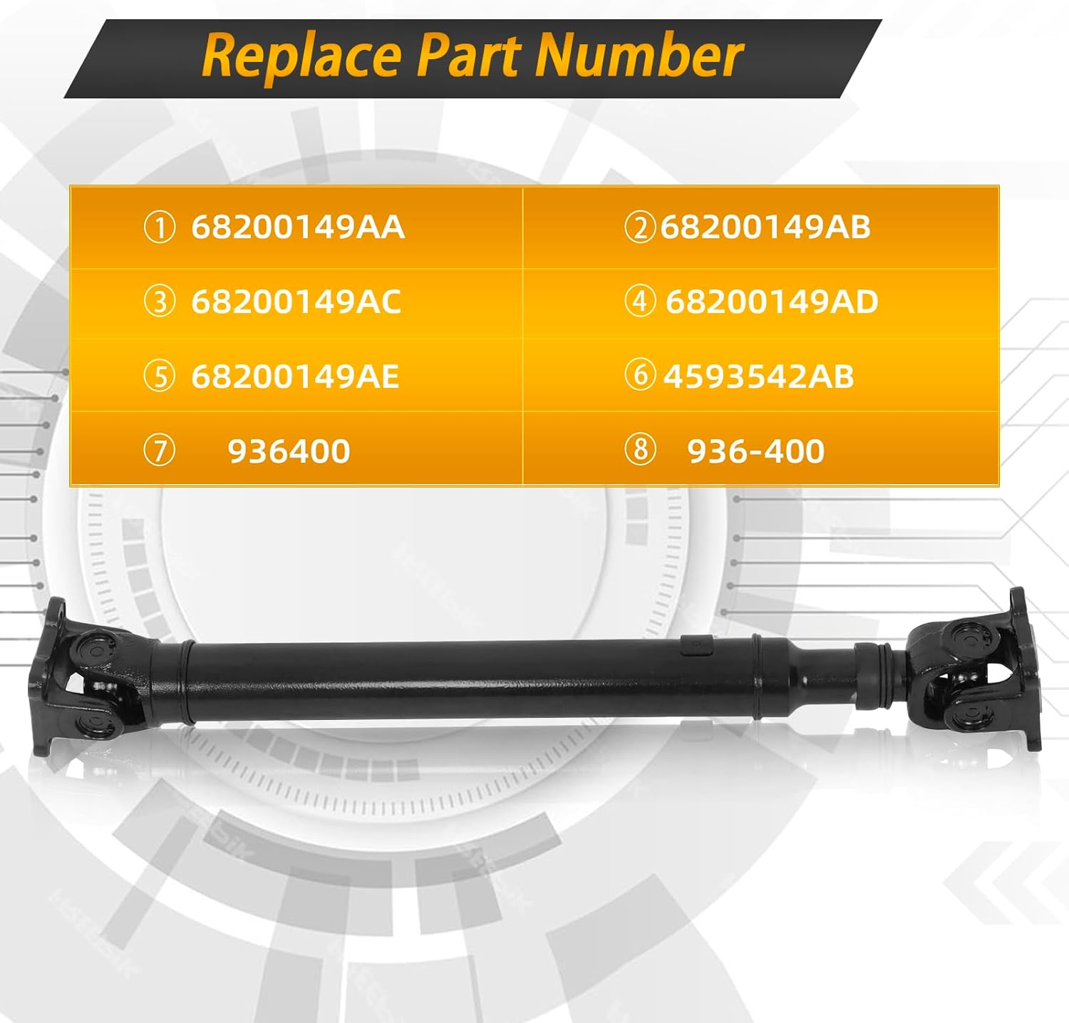 68200149AB,68200149AD Front Complete Drive Shaft Prop Shaft Driveshaft Assembly (AWD) Fit for 2015-2021 Chrysler 300 V6 3.6L/V8 5.7L, 2017-2021 Dodge Challenger,2015-2020 Dodge Charger V6 3.6L/V8 5.7L