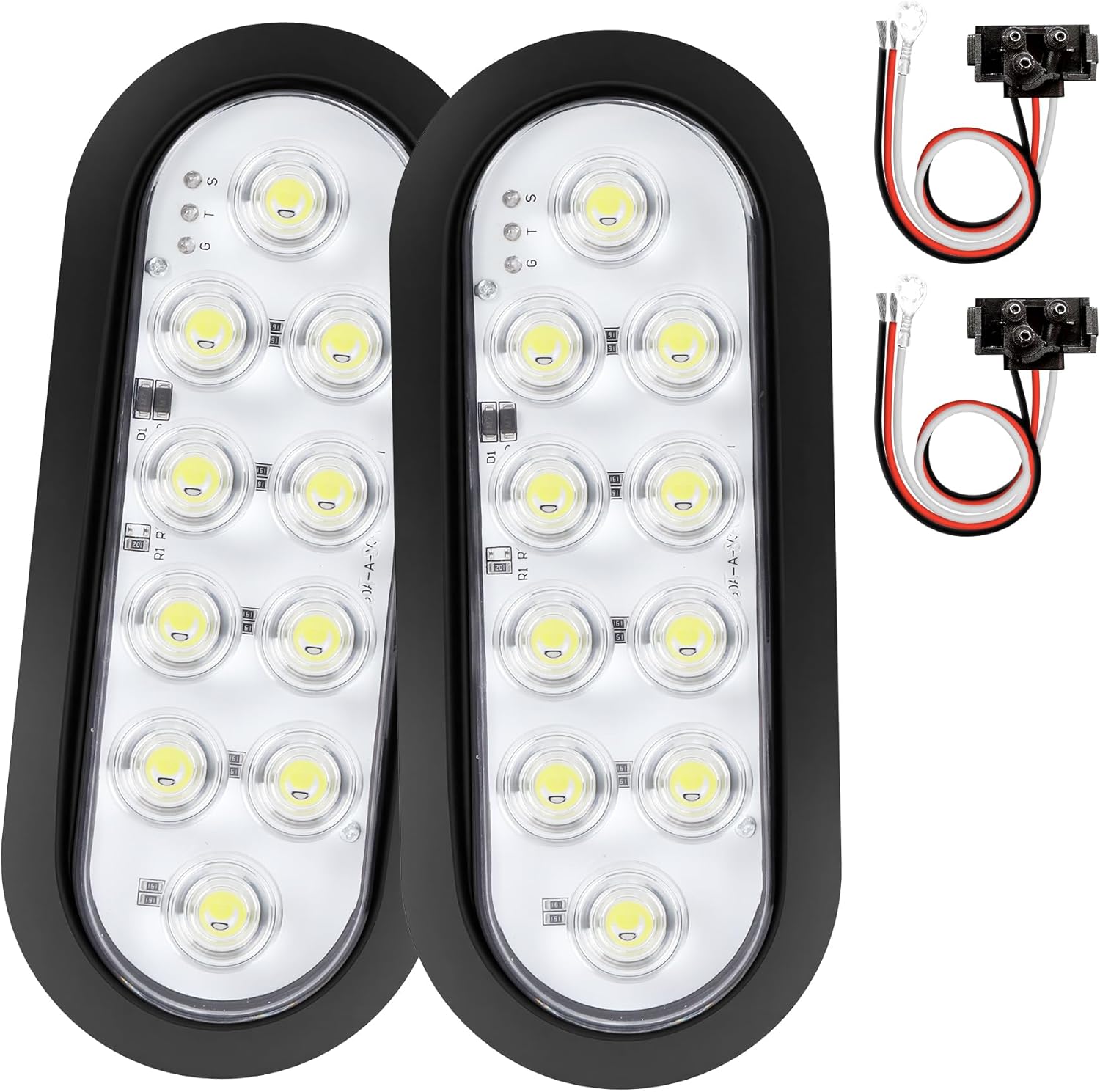6-Inch Oval Red LED Trailer Tail Lights 4PCS, 10 LEDs Stop Turn Tail Brake Lights, DOT Certified, IP67 Waterproof Surface Mount, for Truck RV Boat Trailer