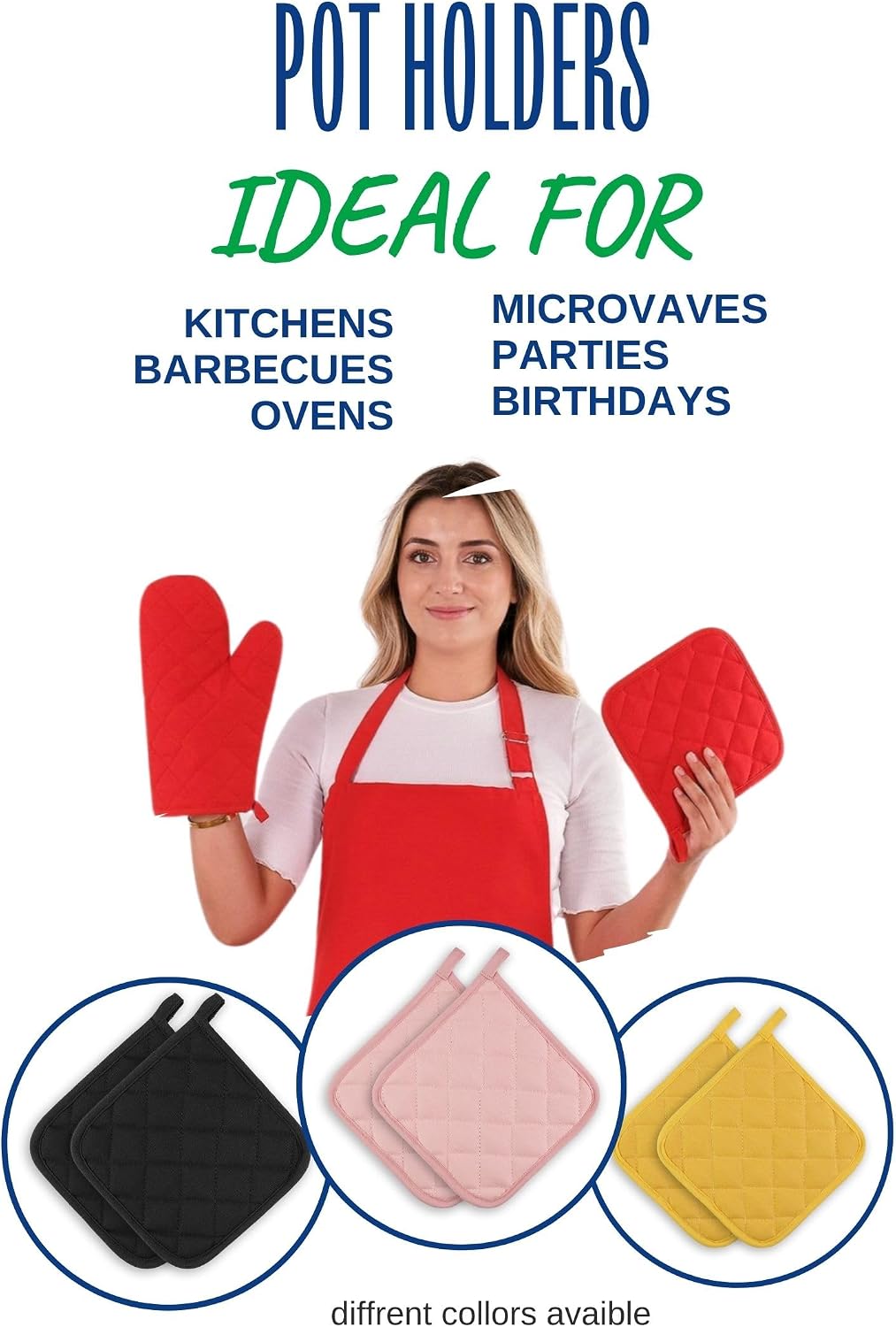 Thermo Heat-Resistant Pot Holders (2 Pieces) - Superior Protection, Stylish Design | 482°F Heat Resistance, Non-Flammable Fabric-Versatile (red)