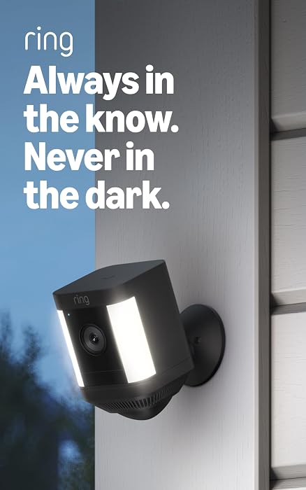 Ring Spotlight Cam Plus, Battery, Home or business security with HD video, Two-Way Talk, Color Night Vision, and Security Siren, 2-pack, Black