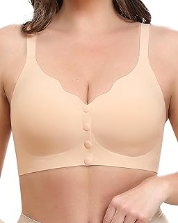 Vorderverschluss BH Damen ohne Bügel Komfort Nahtloser Leicht Anzuziehen BHS für Still Ältere Menschen Bustier Gepolstert Stütz Seamless Soft Bralette