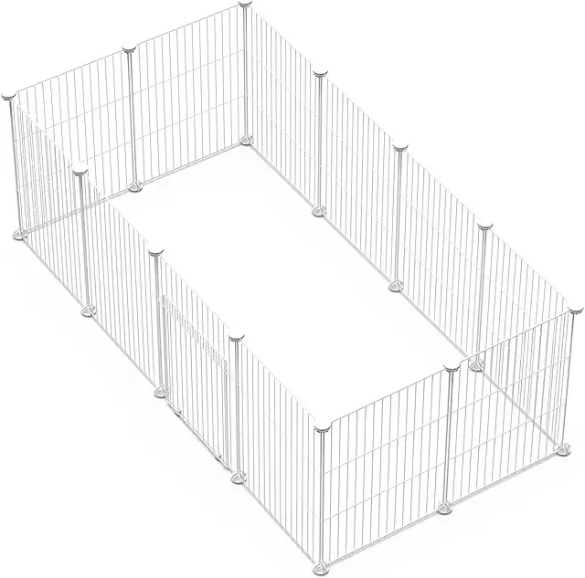 LANGXUN Metal Rabbit Cage Wire Enclosure - DIY Assembly, 43x33cm White 12PCS