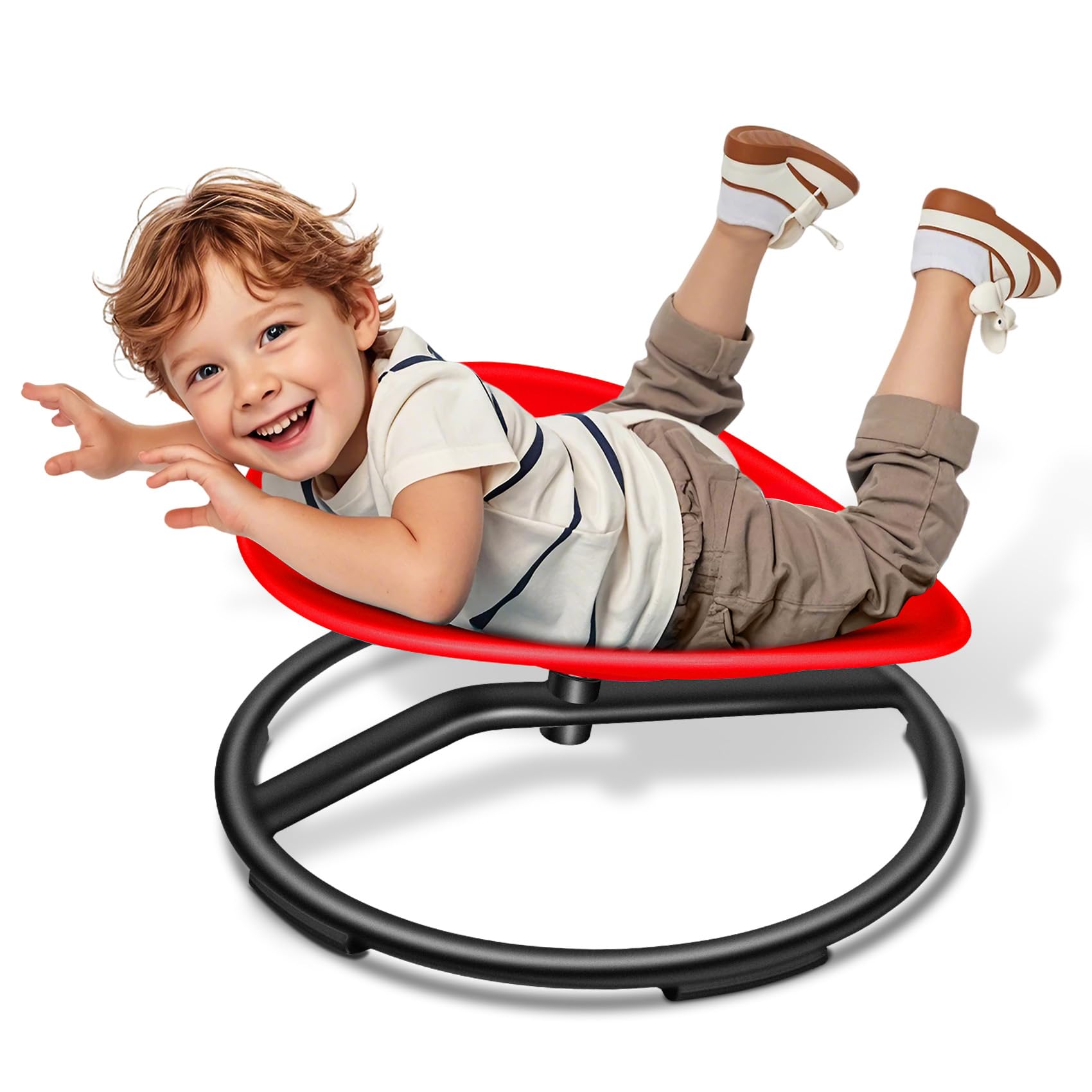 Spinning Chair for Autistic Kids, Sensory Swivel Chair, 220LBS Weight Capacity, Sensory Toy for Children with ADHD/Autism, Training Body Coordination, 3+ Years (Red)