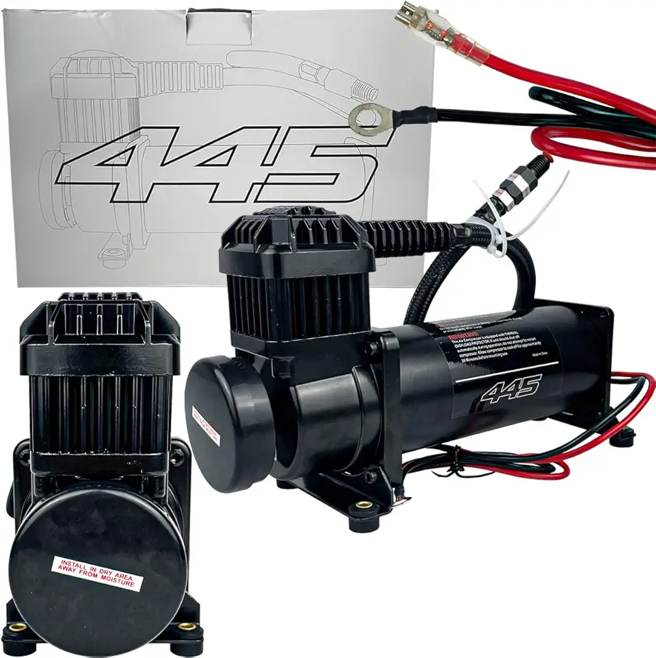Compressor de Suspensão a Ar 445 12V 200 PSI 23A Alta Vazão 2.3 CFM Preto PCI Eletroparts para Sistemas Pneumáticos Automotivos
