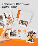 Liene M110 4x6'' Photo Printer 80 Sheets, Portable Photo Printer for iPhone, Thermal Dye Sublimation, Bluetooth Picture Printer w/ 60 Sheets 6" Paper & 20 Sheets 3" Square Sticker Paper & 2 Cartridges