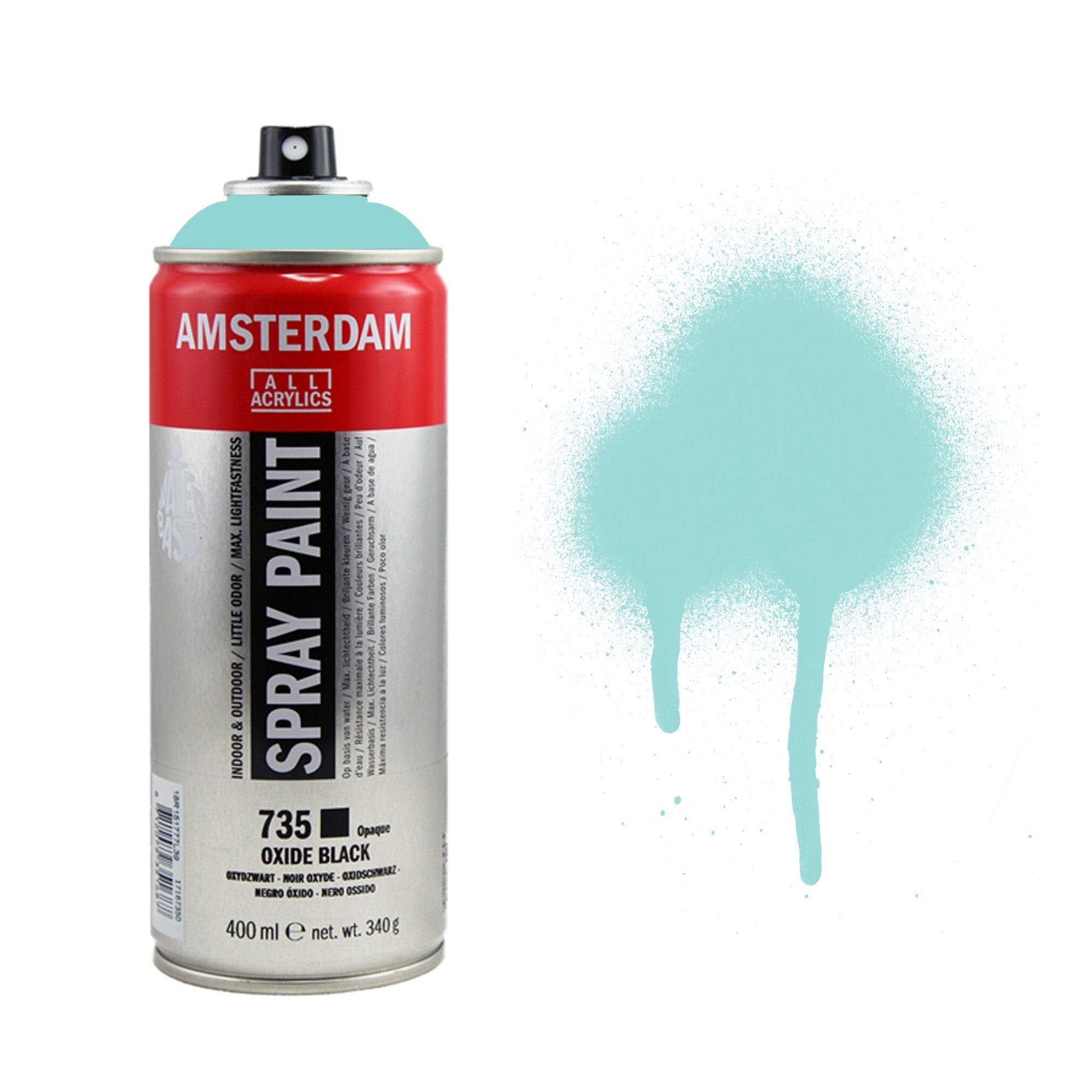 Amsterdam Spray Paint - 400 ml Turquoise Green Light (660) - Semi-Opaque, Water-Based, Low-Odor, High-Quality Pigments, Lightfast, Versatile Surface Adhesion - Ideal for Artists