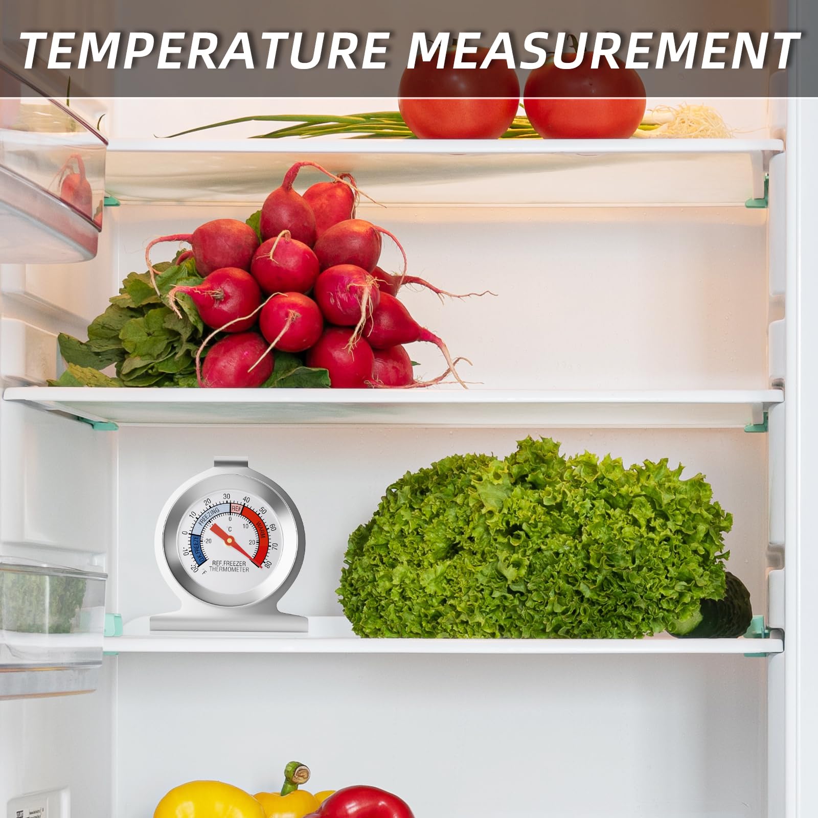 MEANLIN MEASURE 10Pcs Thermomètre pour réfrigérateur, cadran large de 2 pouces avec indicateur rouge -30~30℃/-20~80℉ pour réfrigérateur et glacière