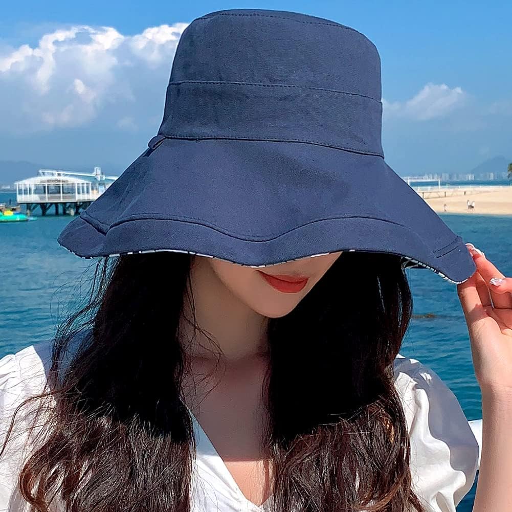 Reversible Floral Sun Hats UV Protection UPF Packable Wide Brim Chin Strap Women - Image 3