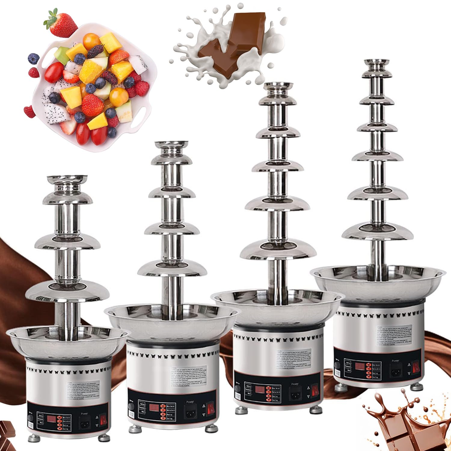Macchina per fontana di cioccolato, a cascata professionale a 4/5/6/7 livelli, con controllo della temperatura regolabile, grande capacità per matrimoni, ristoranti e feste a buffet