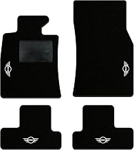 QUEMAR Car Mats Compatible with MINI R56 R57 R58 Coupé R59 Roadster 2007-2013/Set of Rubber Carpet Mats (2 Front + 2 Posts) / Custom Embroidery and Colours (Black Edge, 4 Embroidery) | 2007-2013 / anche Coupé e Roadster / Kit Tappeti Moquette e Gomma su M