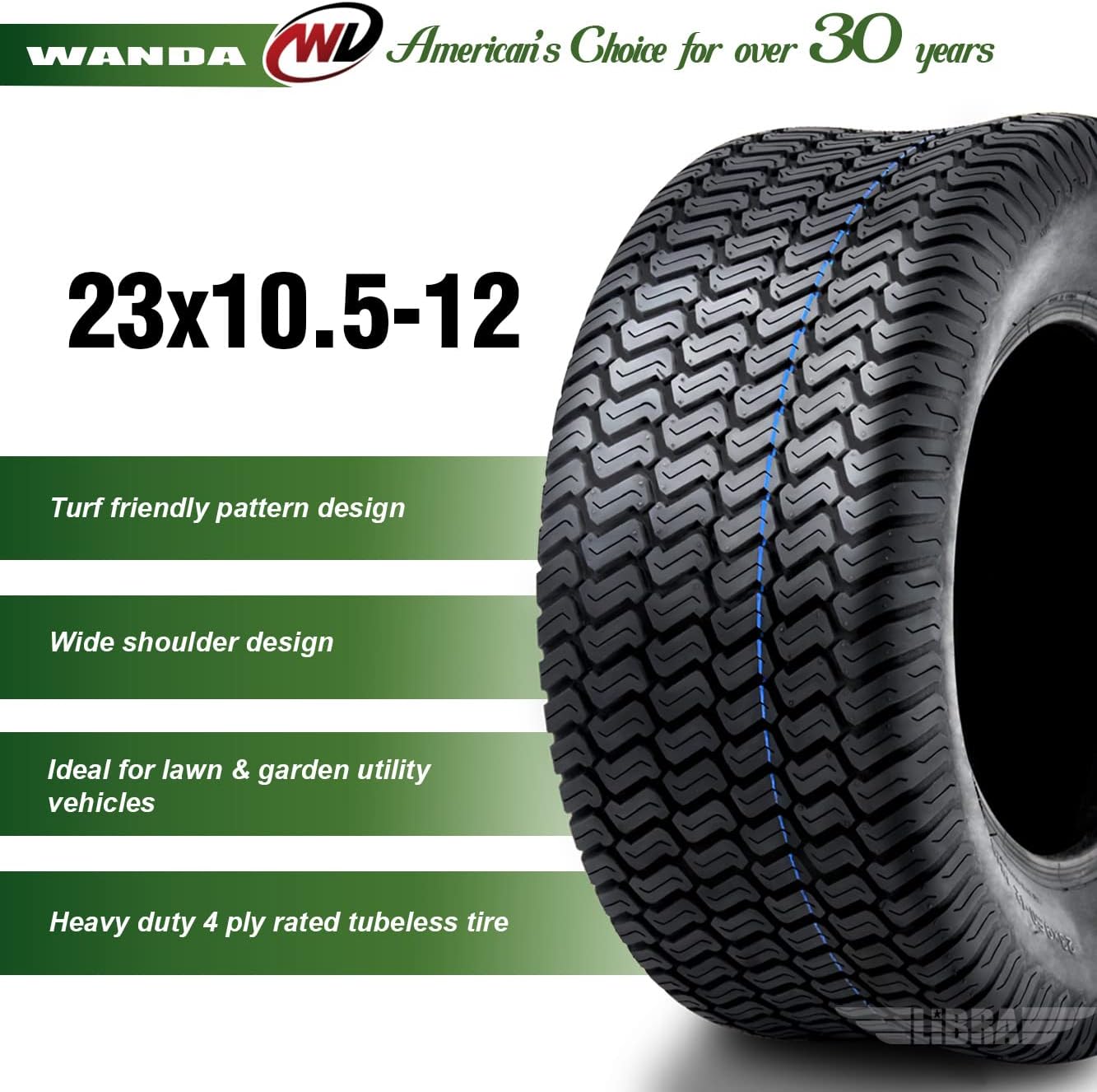 WANDA One 23x10.5-12 Lawn Mower Cart Turf Tire P332 /4PR - 13049