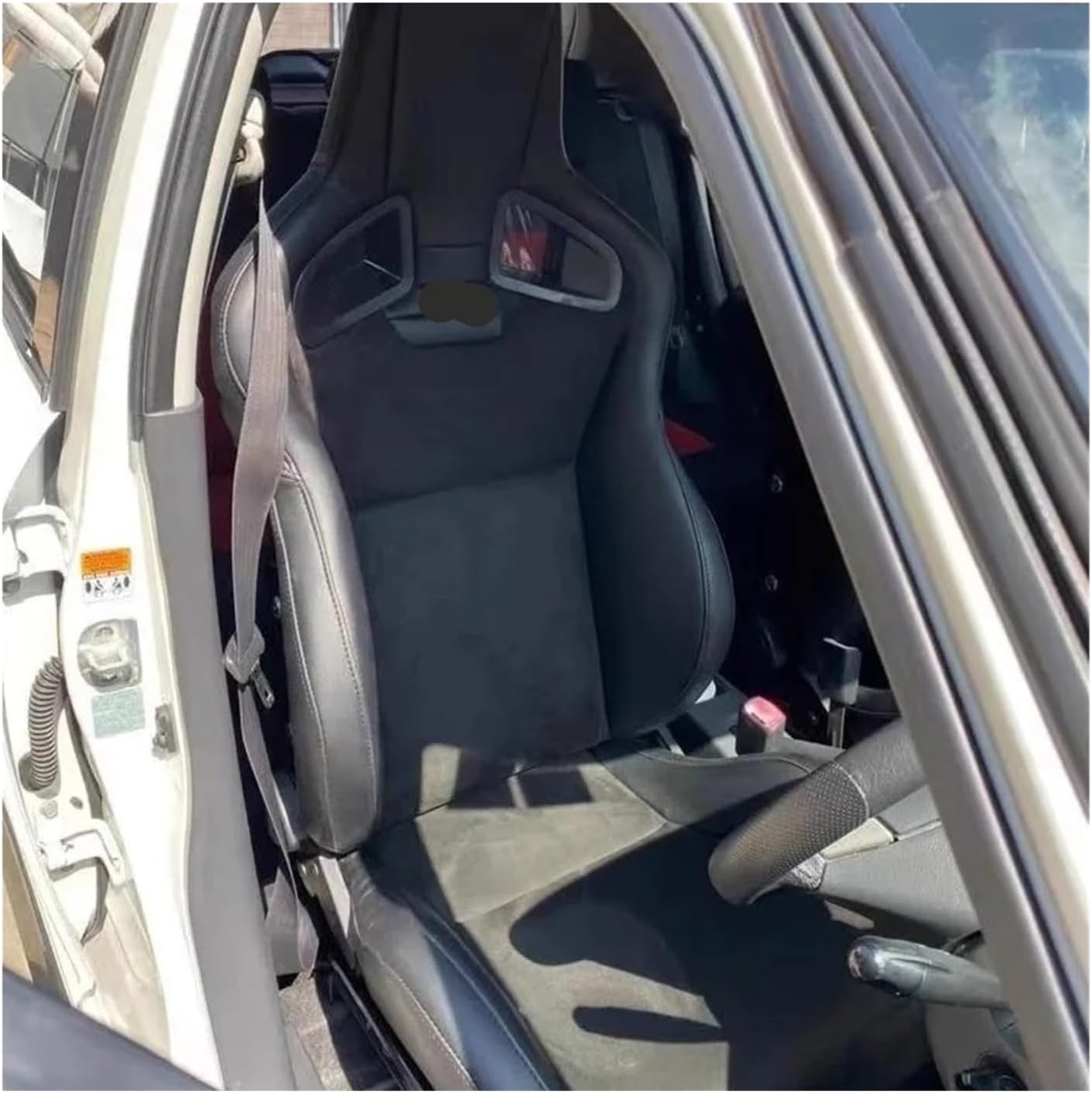 Car Seat Universal CS-Style Racing Bucket Seat PVC Suede FRP Fiberglass Back Car Chair(WHITE)